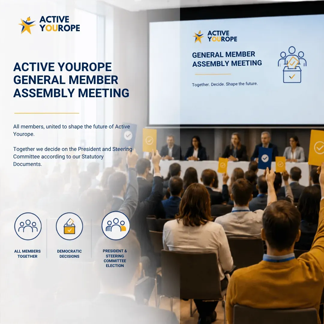 Active Yourope members voting by raised cards at the General Assembly of Members