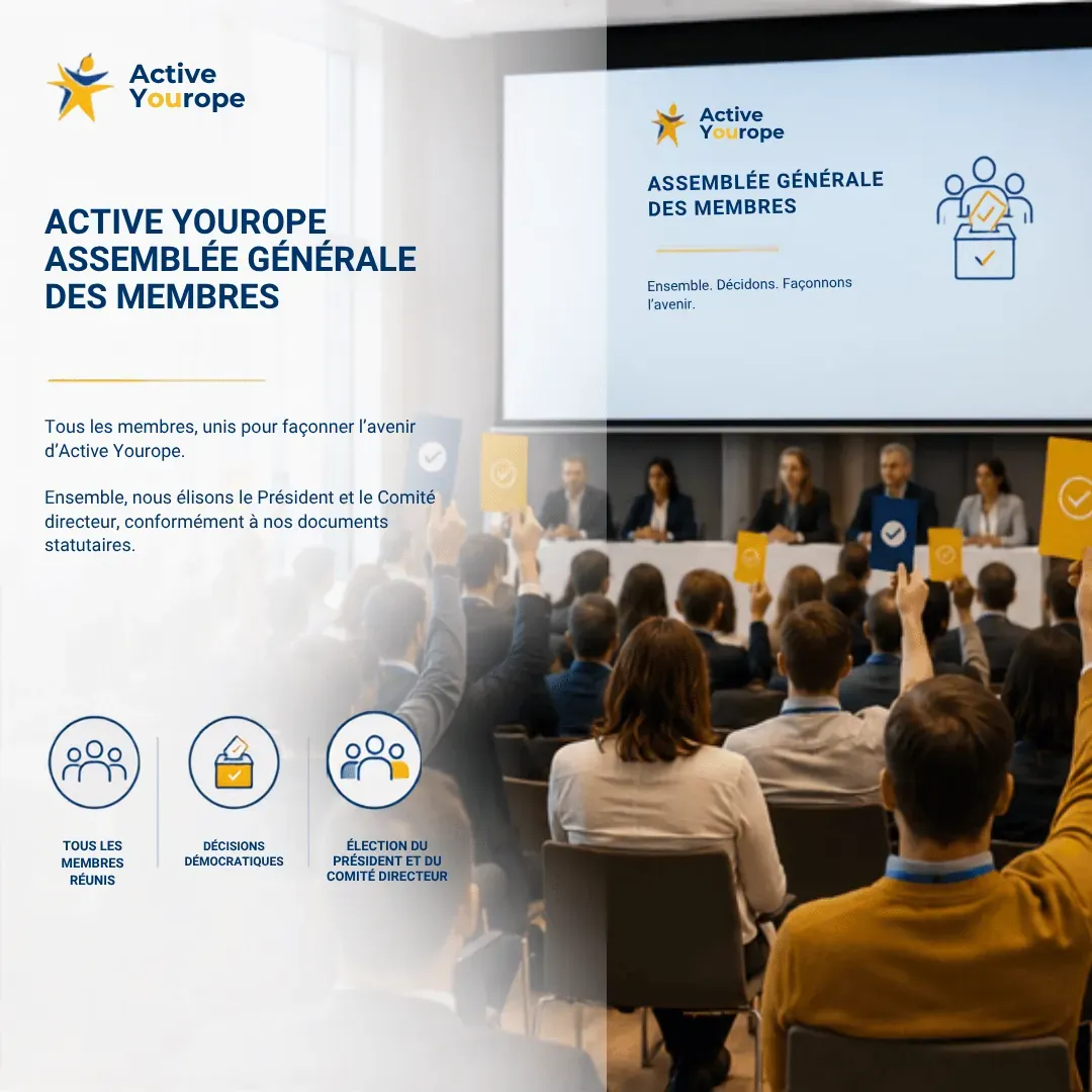 Les membres d'Active Yourope votant à main levée lors de l'Assemblée générale des membres