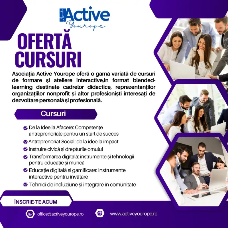 Affiche de l'offre de cours et d'ateliers Active Yourope