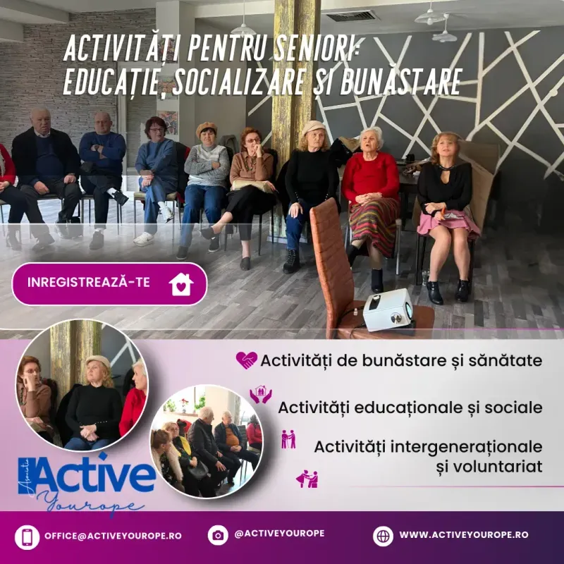 Afișul programului de activități pentru seniori Active Yourope