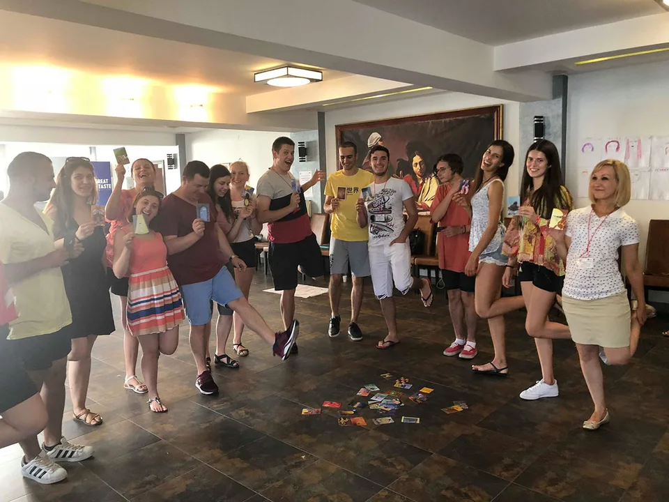 Young people and adults taking part in an Active Yourope group activity